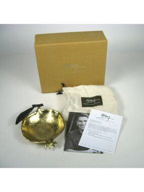 Michael Aram Gold Pomegranate Catch All Trinket Jewelry Dish Leaf Design Decor